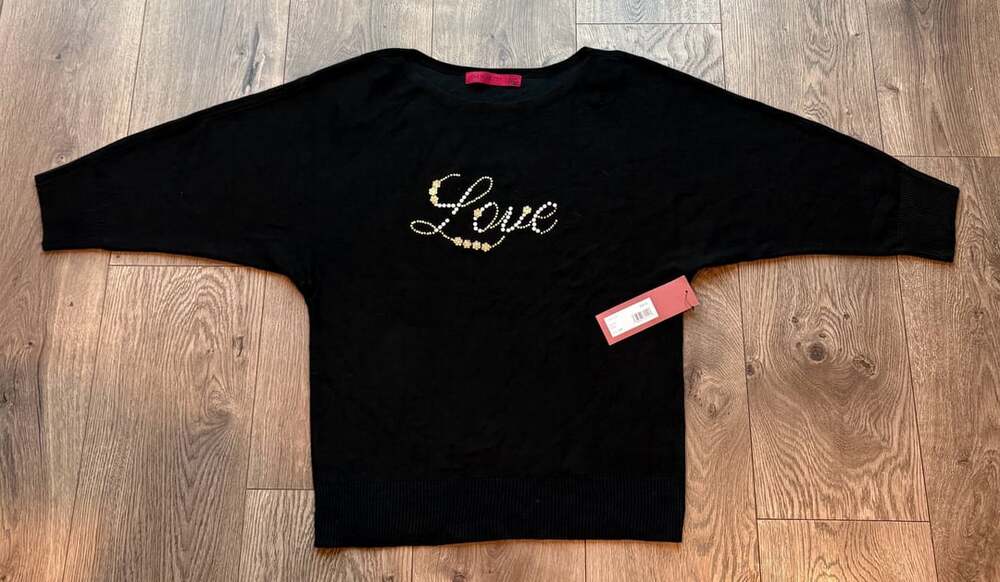Love Scarlett Crewneck Love Graphic Dolman Pullover Size S/P Black